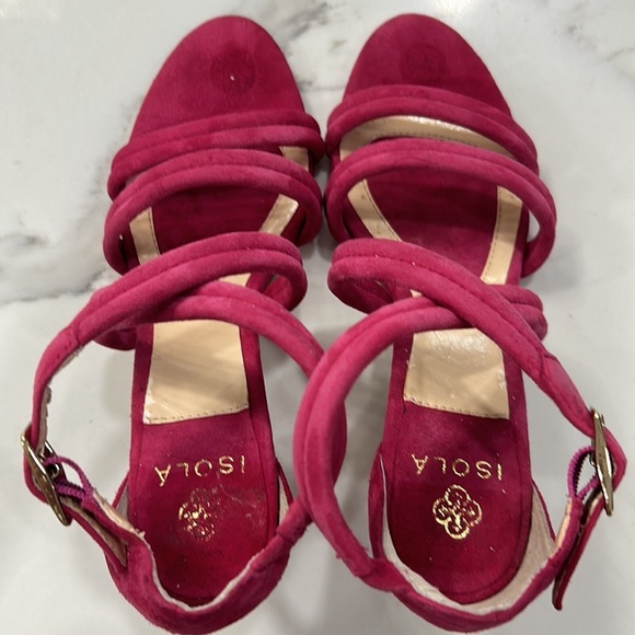 ISOLA Women’s Sandals Strappy Slingback Heeled Hot Pink Suede Leather. Size 6.5 - Picture 7 of 10